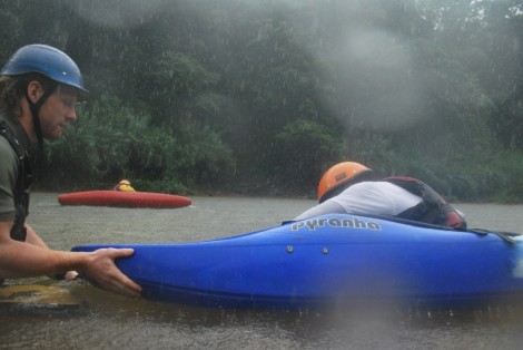 Kayak coaching in the monsoon rain