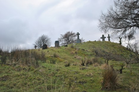Looking up to the burial site on Eilean Fhianain
